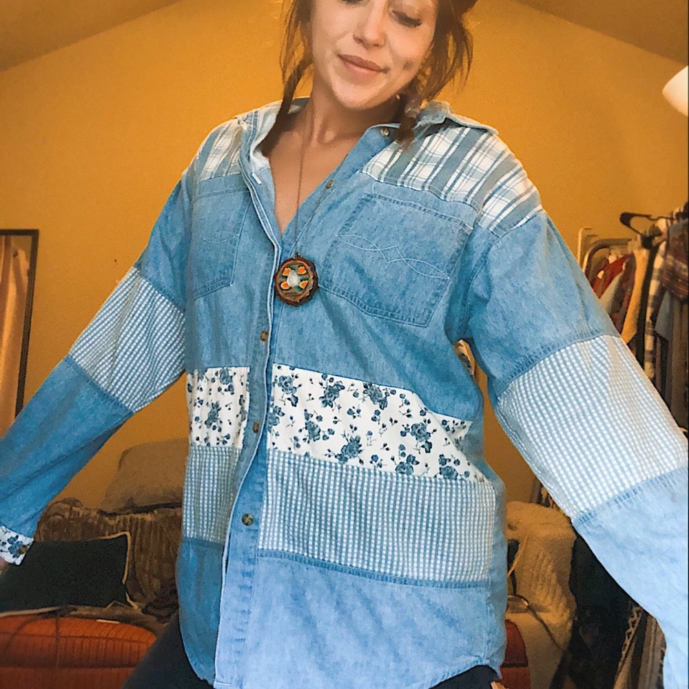 Denim patchwork button up - Picture 3 of 3